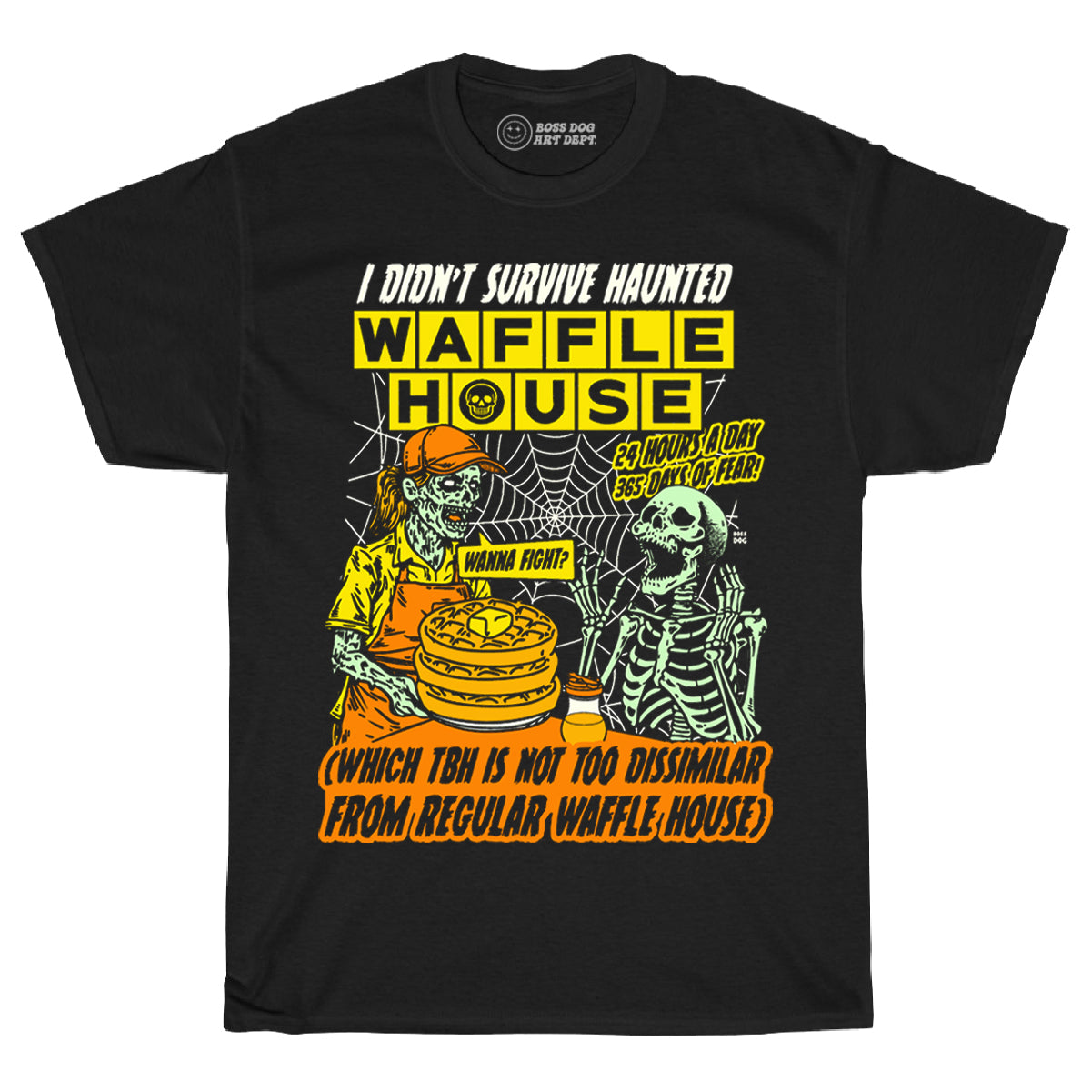 Haunted Waffles Black Tee – Boss Dog Art
