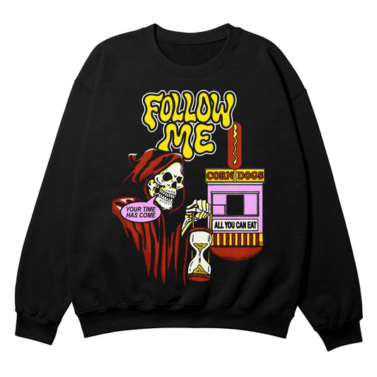Follow Me Black Crewneck