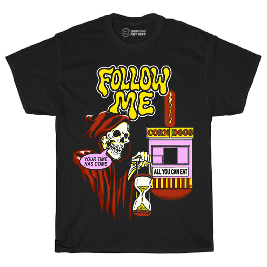 Follow Me Black Tee