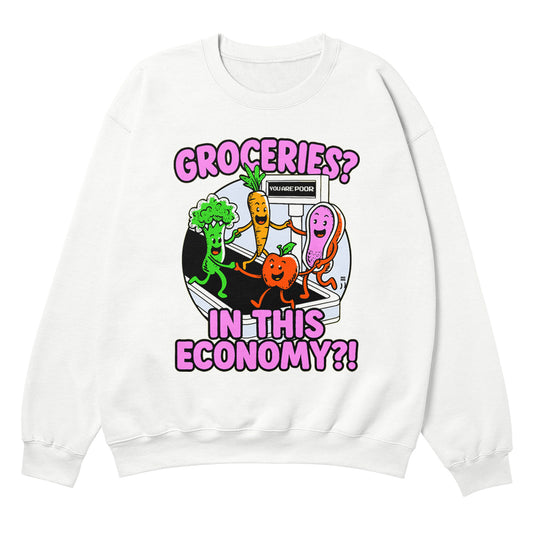 Groceries White  Crewneck