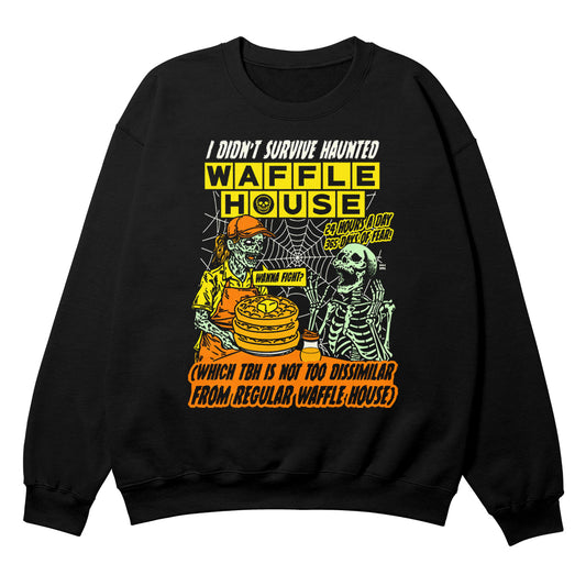 Haunted Waffles Black  Crewneck