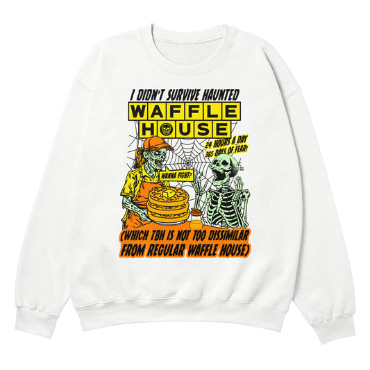 Haunted Waffles White Crewneck