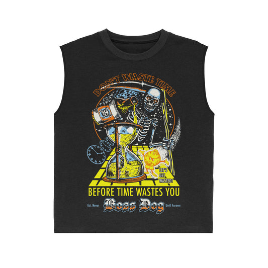 Wasted Time Vintage Black Muscle Tee