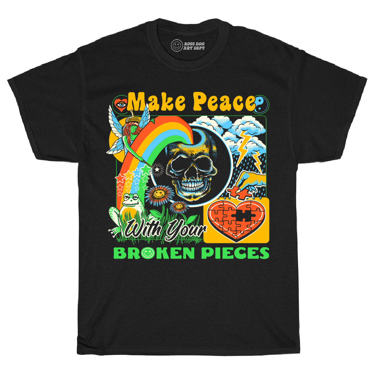 Make Peace With Your Broken Pieces Black Tee