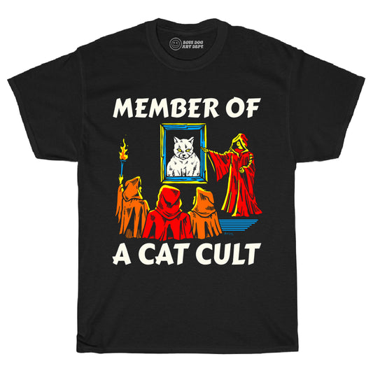 Member Of A Cat Cult Black Tee