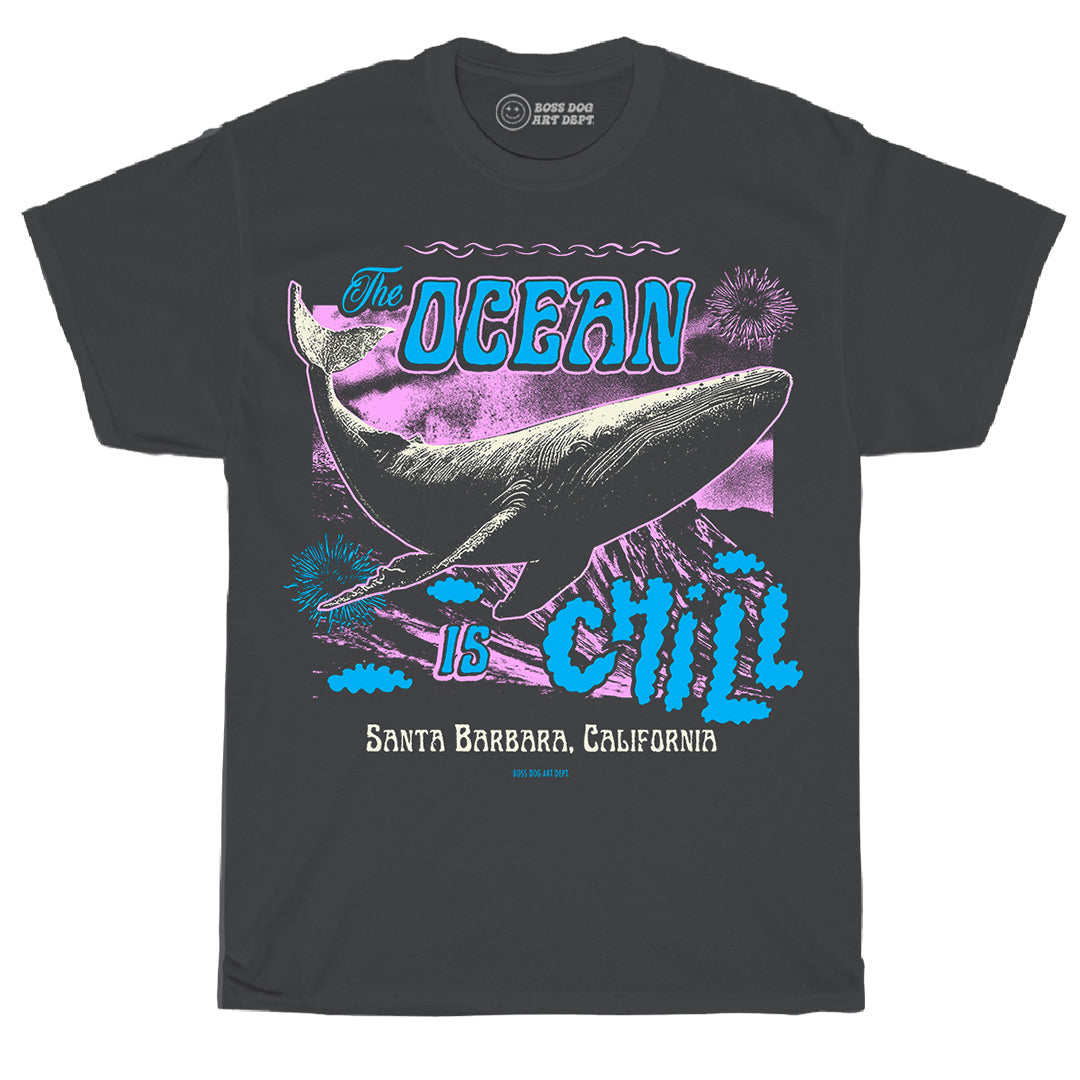 The Ocean Is Chill Vintage Black Tee