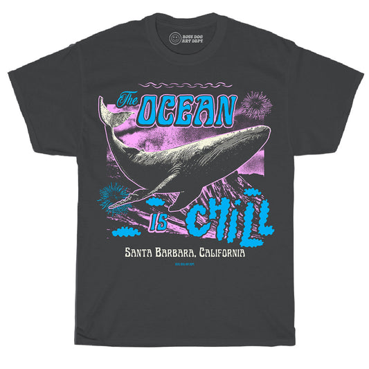 The Ocean Is Chill Vintage Black Tee