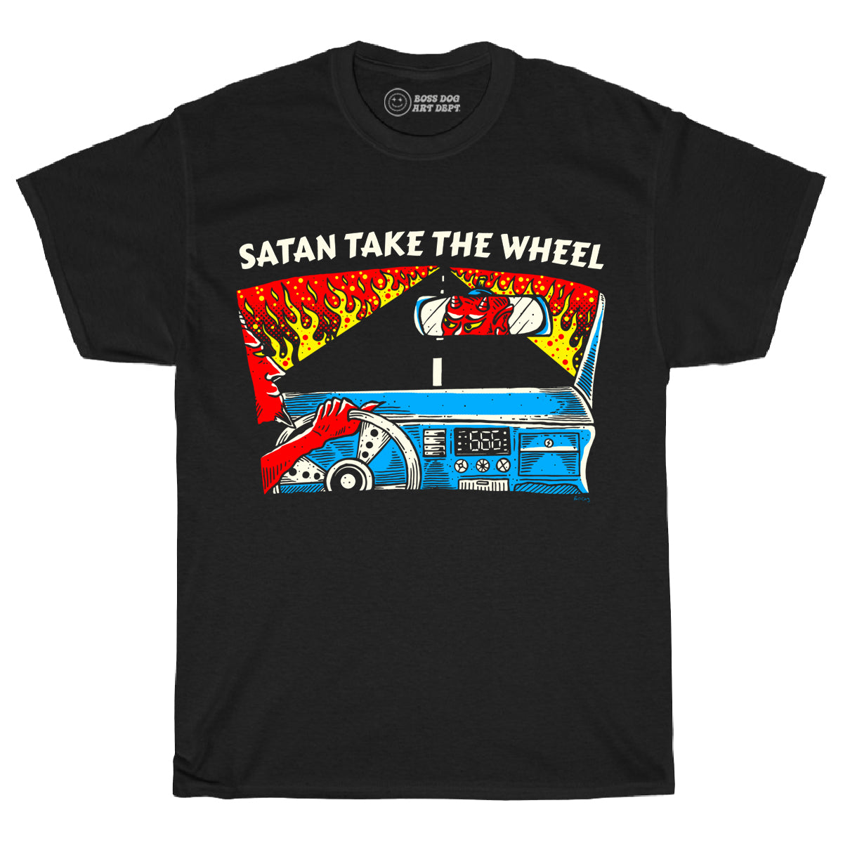 Satan Take The Wheel Black Tee