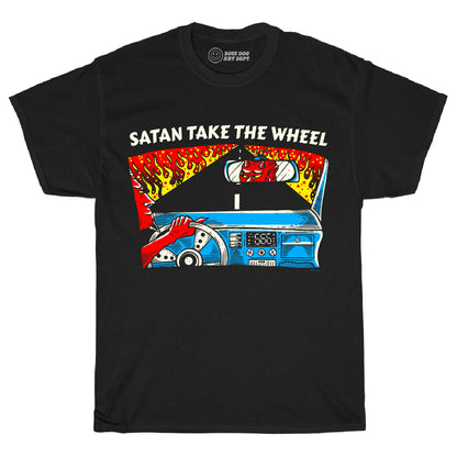 Satan Take The Wheel Black Tee
