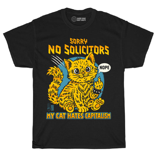Sorry No Solicitors Black Tee