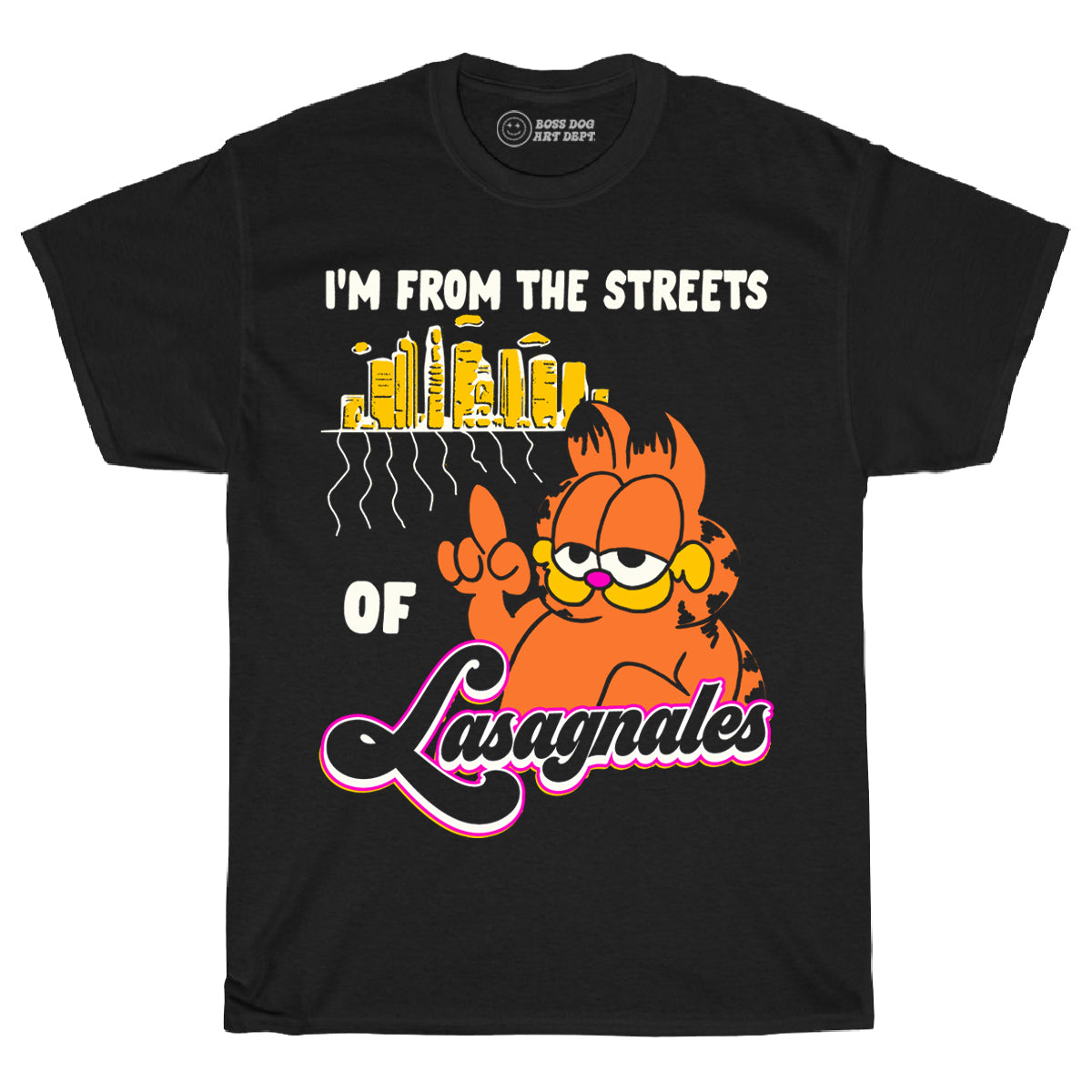 Streets of Lasagnales Black Tee