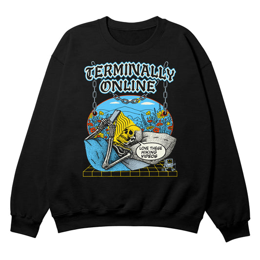 Terminally Online Black Crewneck