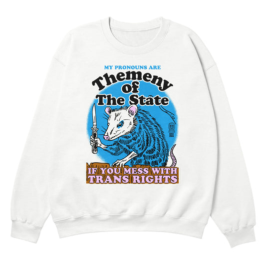 Themeny Of The State White Crewneck