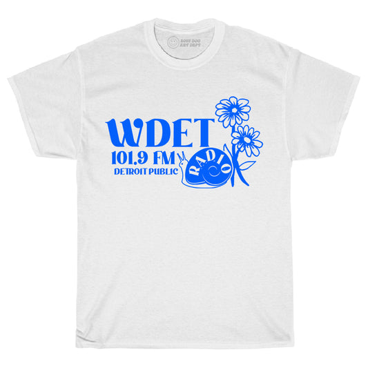 WDET Blue Simple Logo White Tee