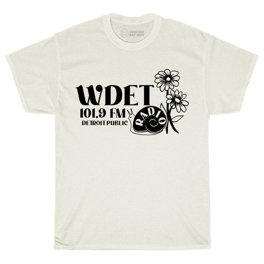 WDET Black Simple Logo Ivory Tee