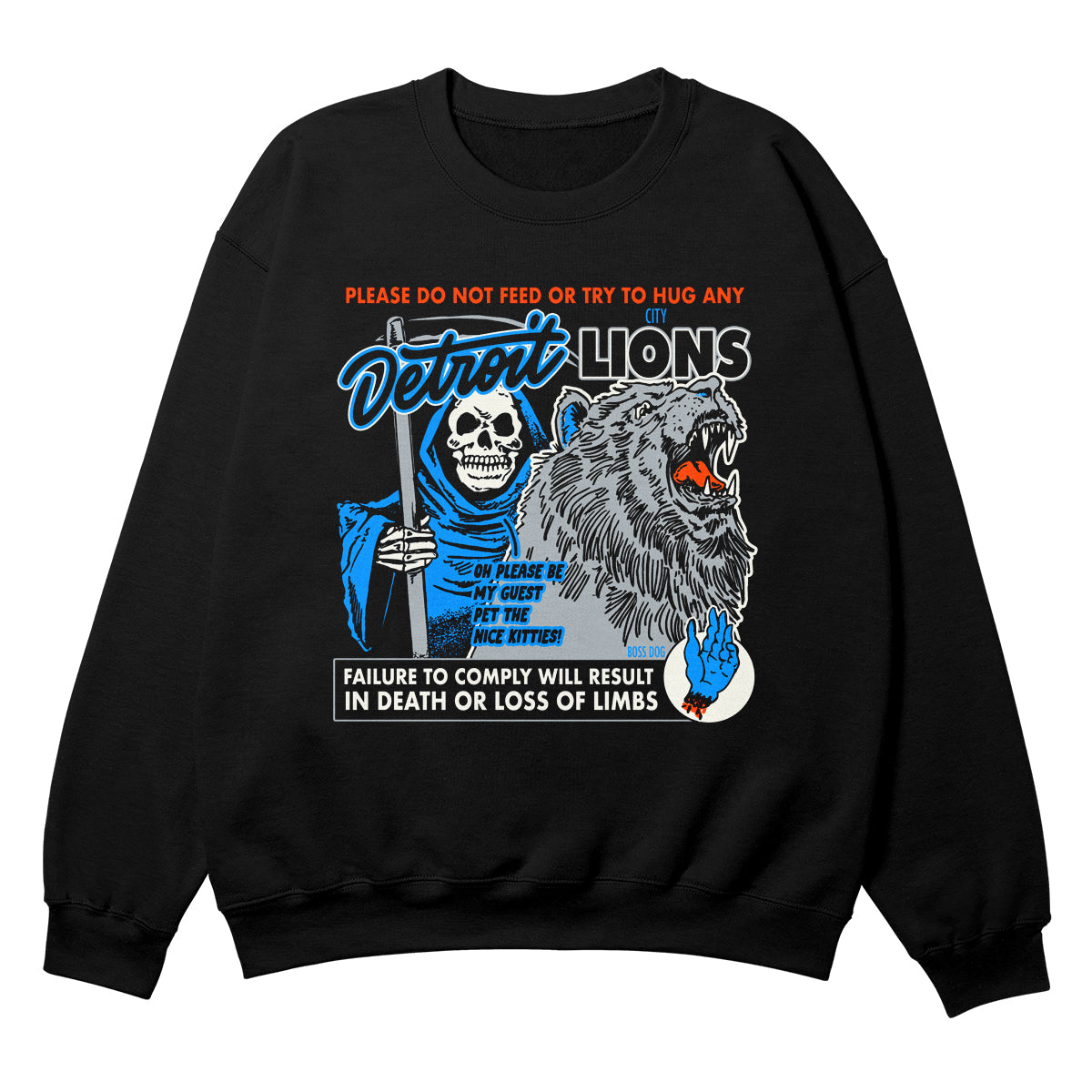 Detroit City Lions Black Crewneck