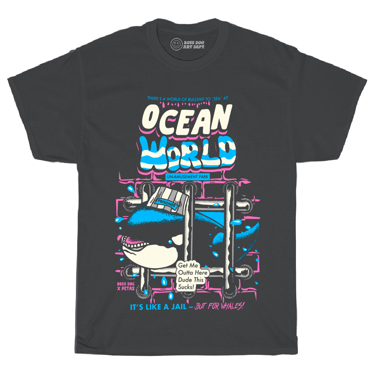 Ocean World Vintage Black Tee