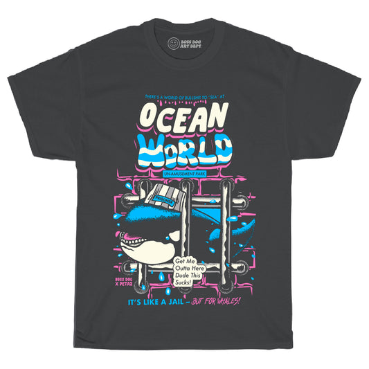 Ocean World Vintage Black Tee